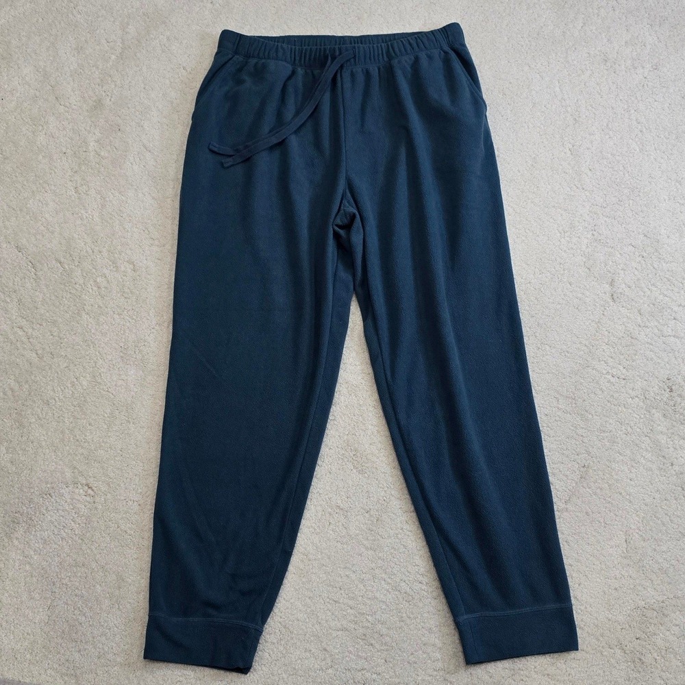 Mens XL Teal‎ Green Fleece Pajama Pants Loungewear Jogger Pockets Drawstring